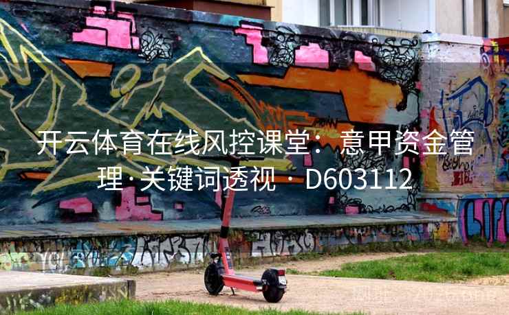 开云体育在线风控课堂:意甲资金管理·关键词透视 · D603112 开云体育在线风控课堂:意甲资金管理·关键词透视 · D603112